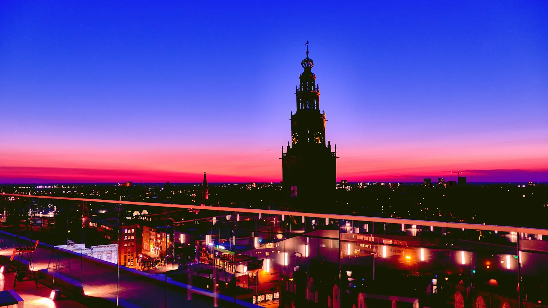 City Game Groningen Martinitoren at night