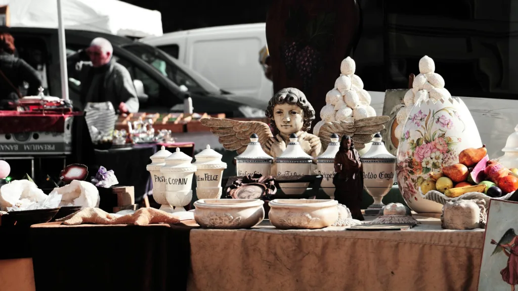 City Game Nuremberg Flee Market stuff on table