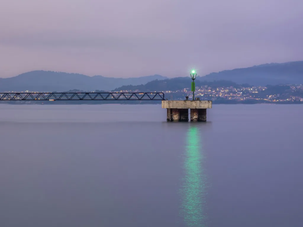 City Game Vigo Light at sea sunset