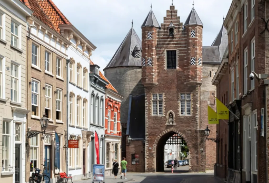 City Game Bergen op Zoom 14th century prison gate - Lievevrouwepoort, in the center of Bergen op Zoom