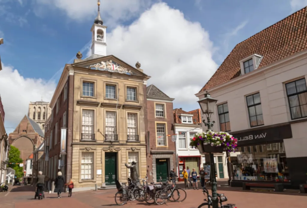 City Game Brielle Market square with a view of the former town hall of the medieval fortified town