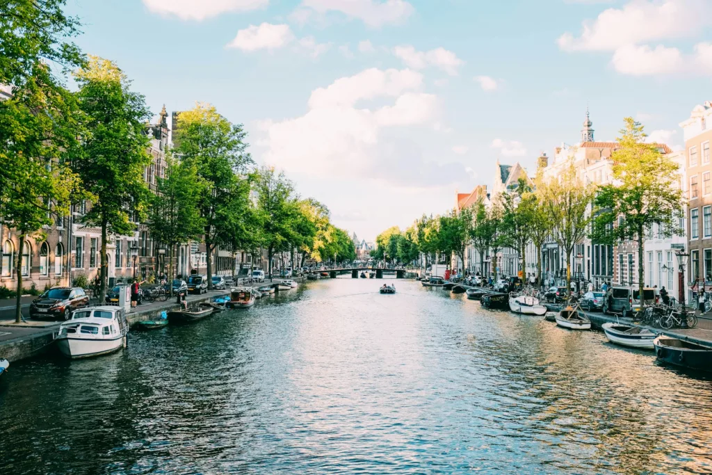 City Game Amsterdam canal on a sunny day