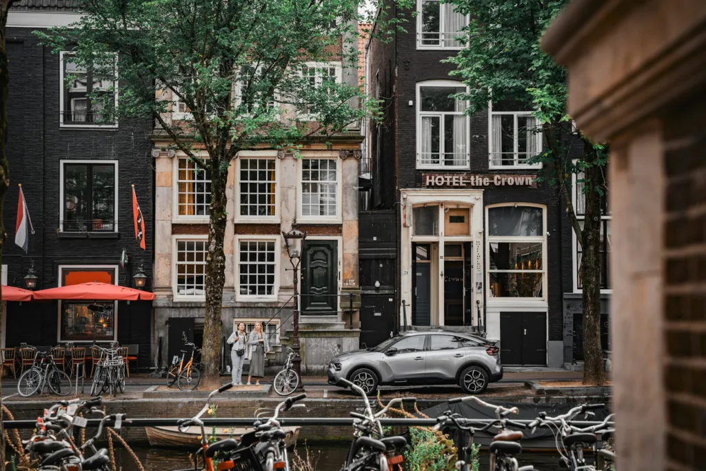 City Game Amsterdam neighborhood with parked bicycle
