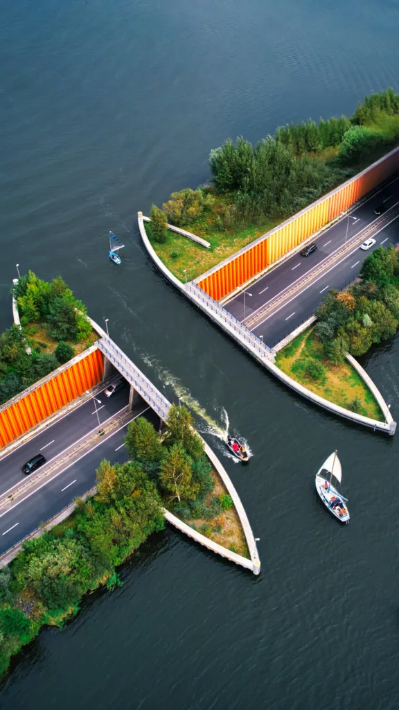 City Game Harderwijk aquaduct Veluwemeer from above