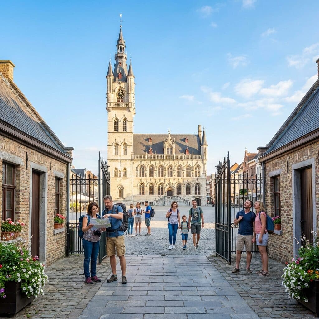 Tourists at the Belfry of Aalst