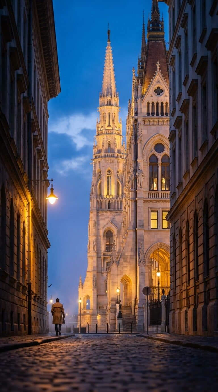 Street View of the Hungarian Parliament Building in Budapest
