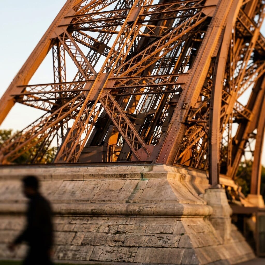 Base of the Eiffel Tower at Sunset