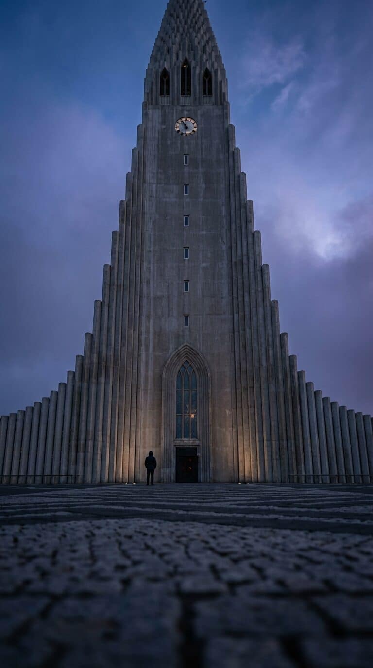 Hallgrímskirkja Church at Dusk