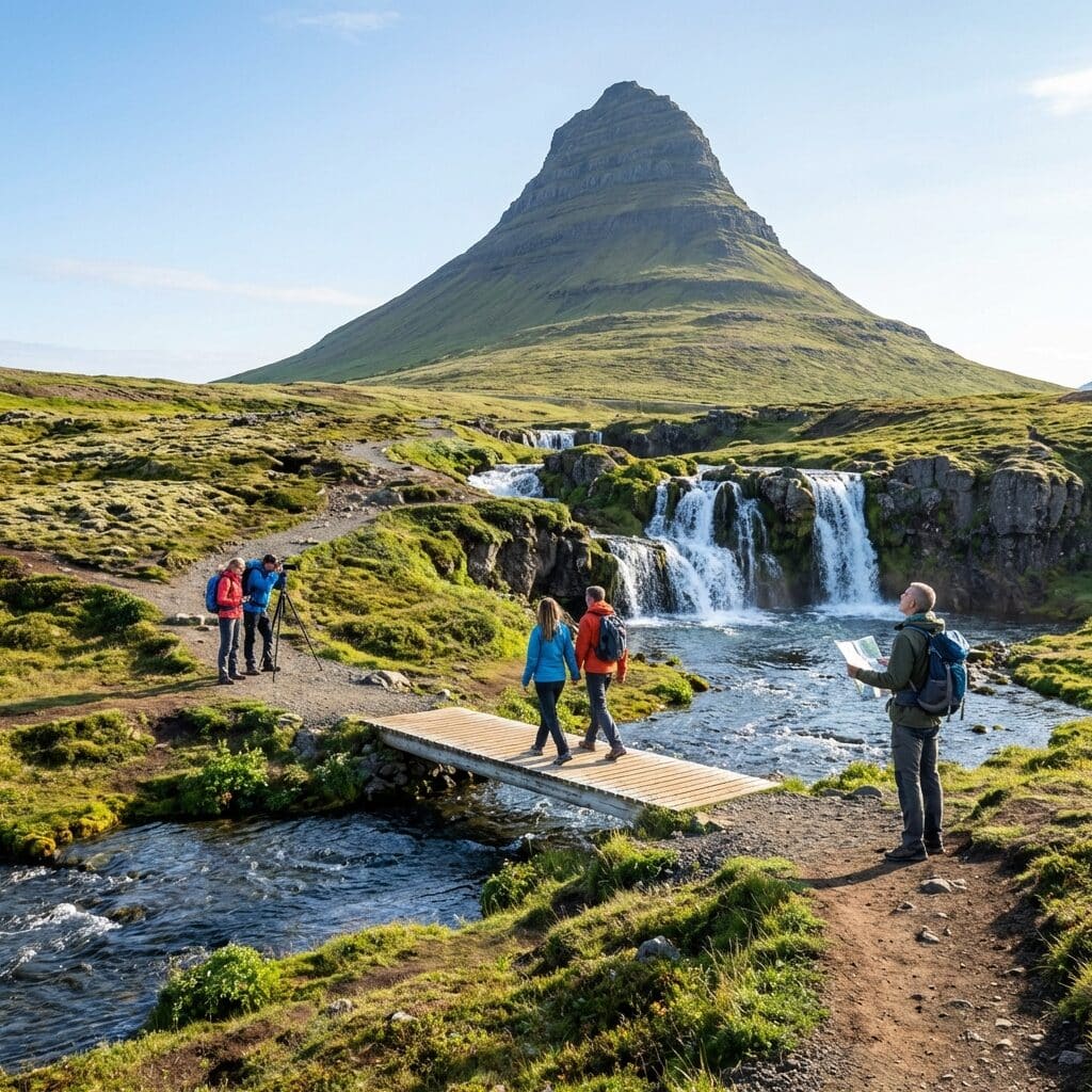 Kirkjufell Mountain and Kirkjufellsfoss Waterfall
