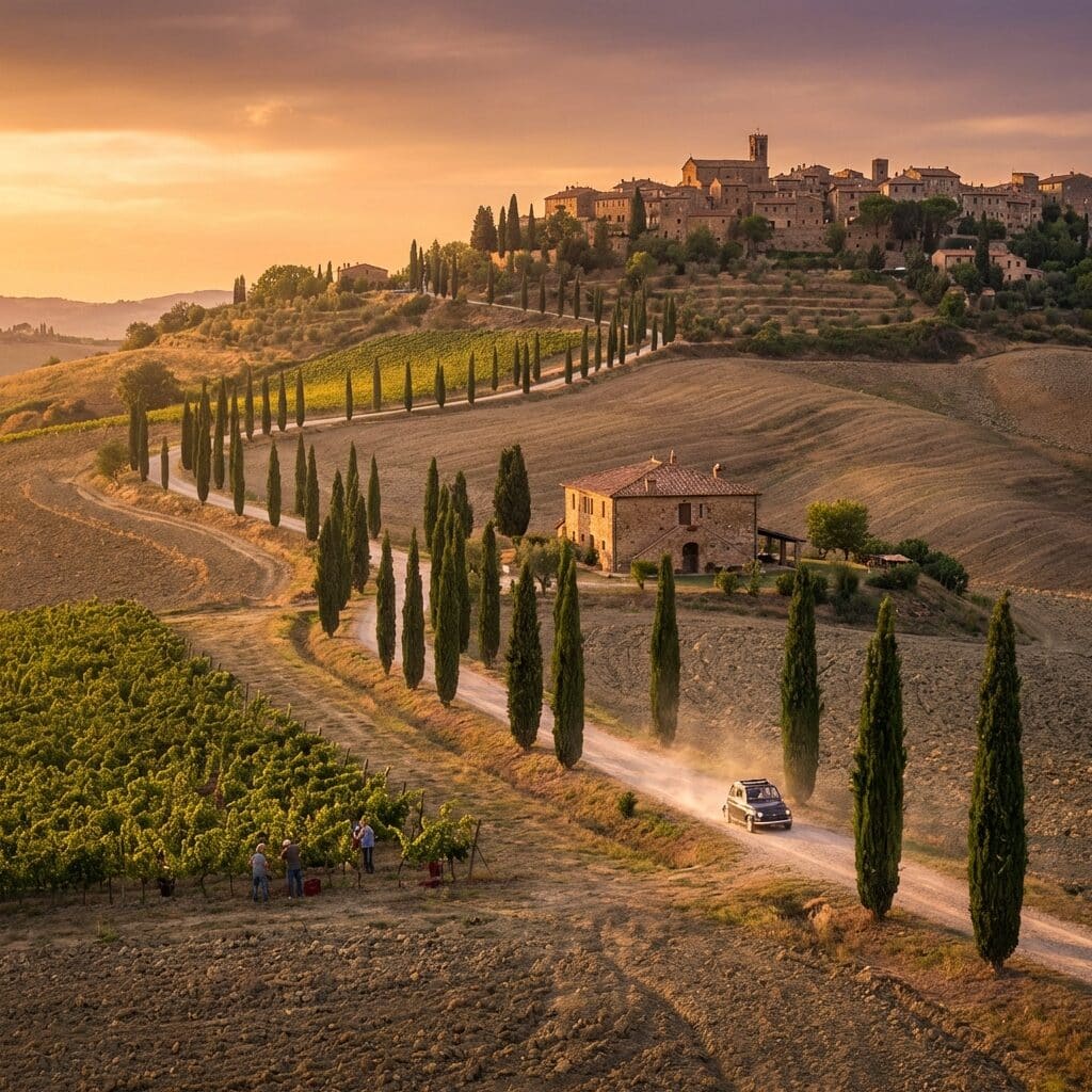 Winding Road Through The Tuscan Countryside