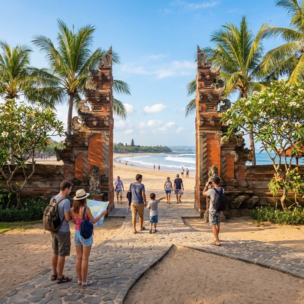Traditional Balinese Gate at Kuta Beach