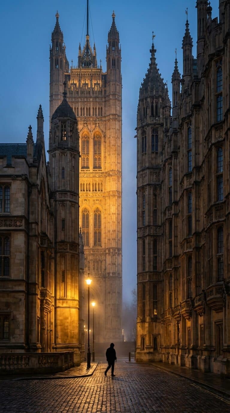 Foggy Street at the Palace of Westminster