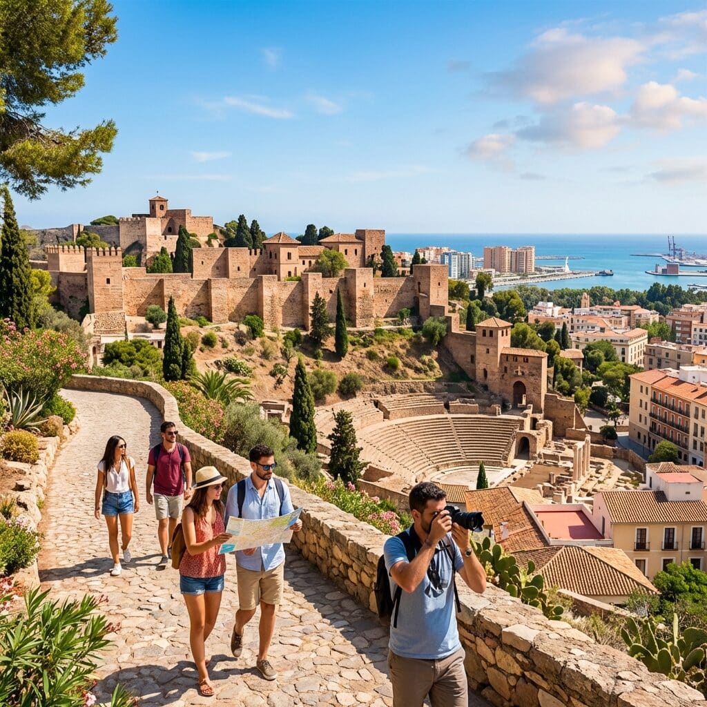 View of the Alcazaba and Roman Theatre in Malaga