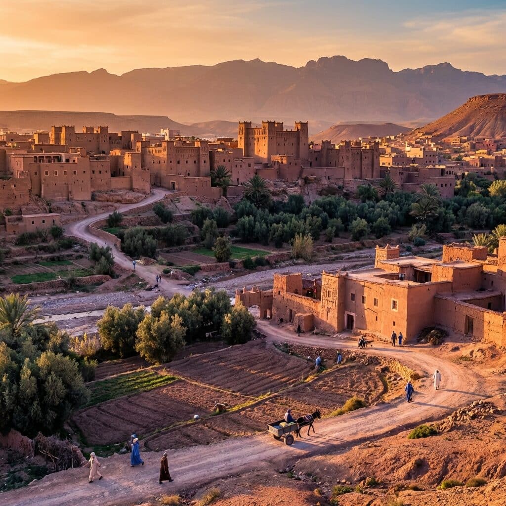 Ksar of Aït Benhaddou, Morocco, at Sunset