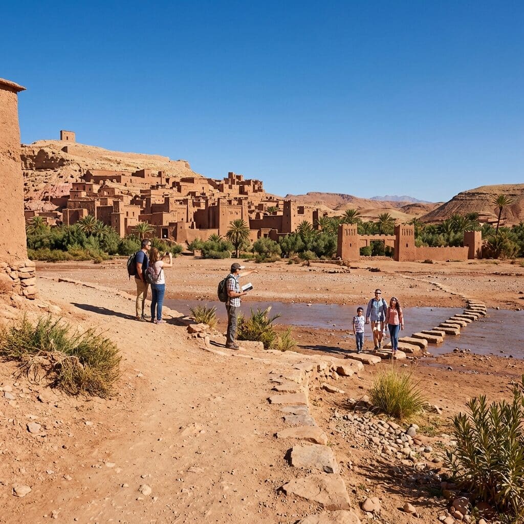 Tourists at Aït Benhaddou, Morocco