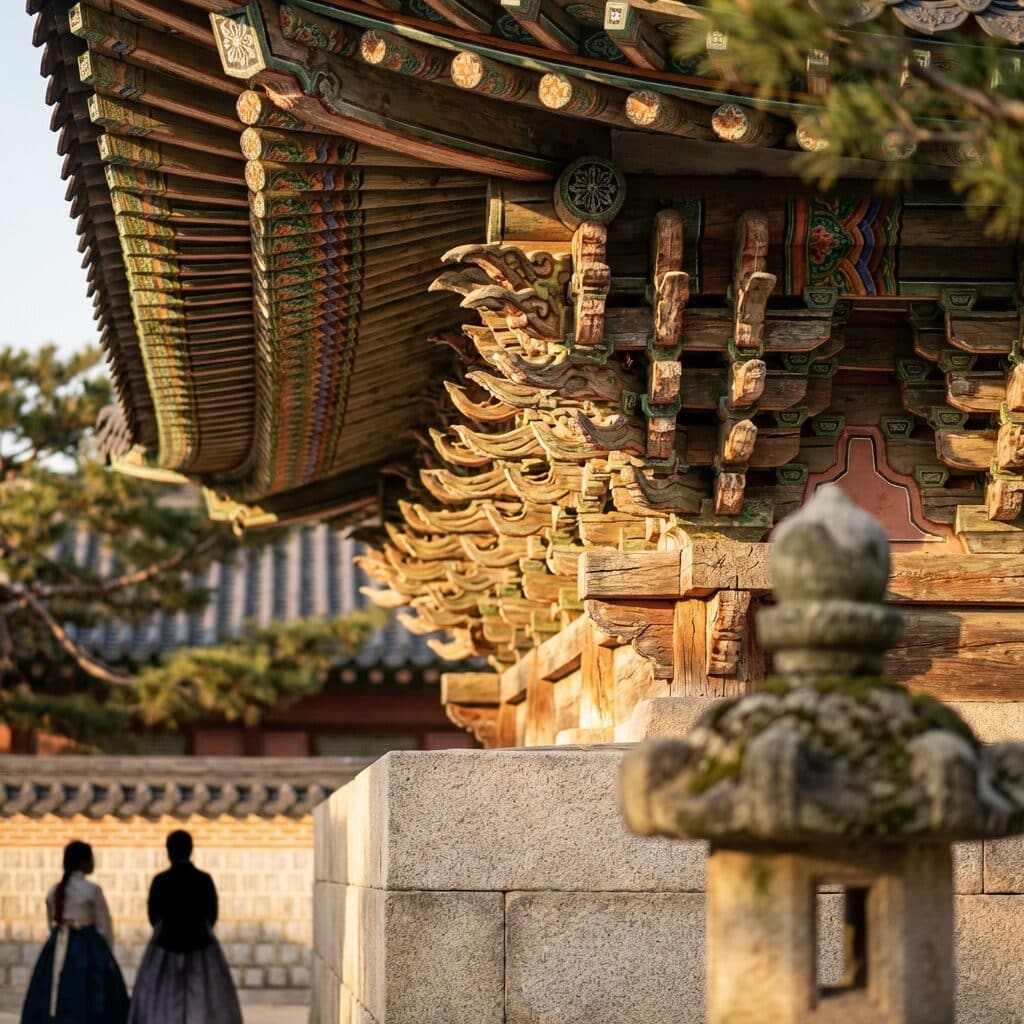 Ornate Roof of a Traditional Korean Palace