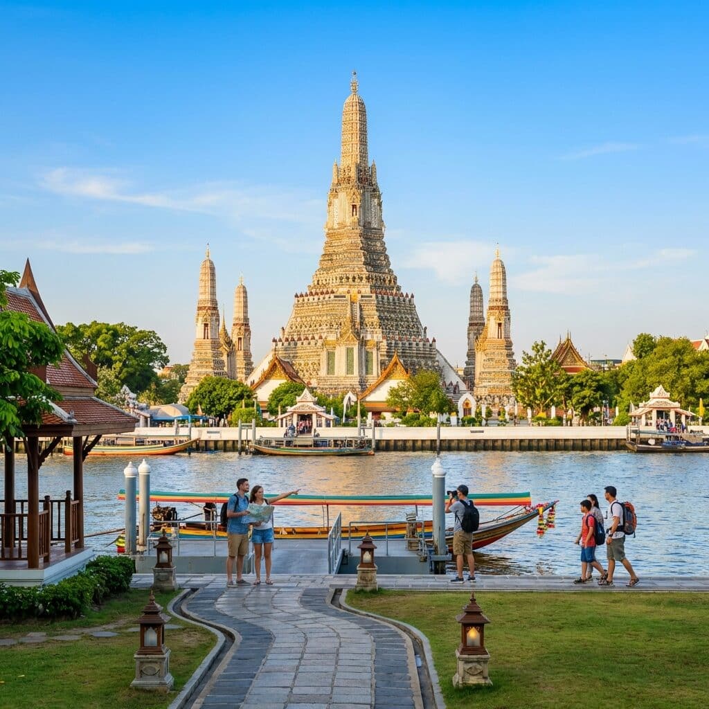 Wat Arun Temple on the Riverbank in Bangkok