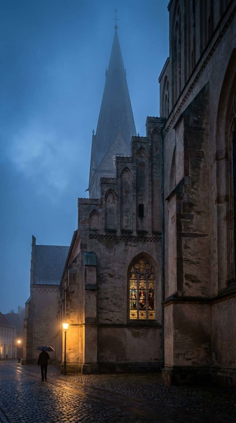 Budolfi Church in Aalborg at Twilight