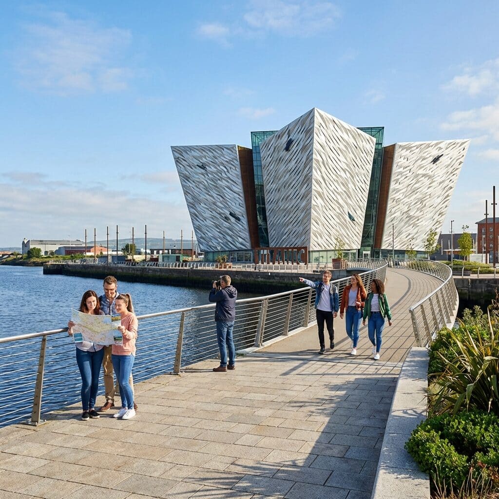 Tourists at the Titanic Belfast Museum