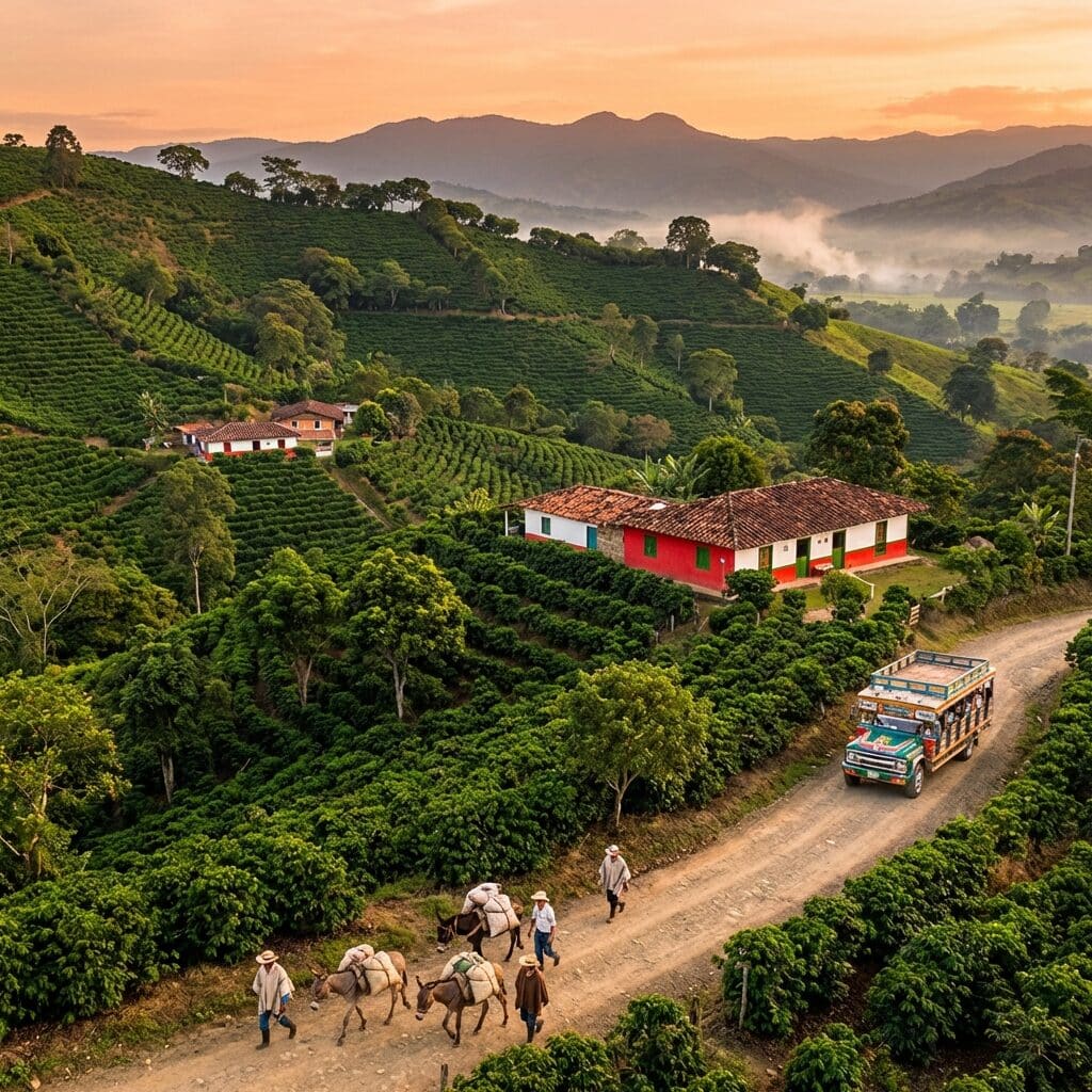 Coffee Plantation in the Colombian Mountains