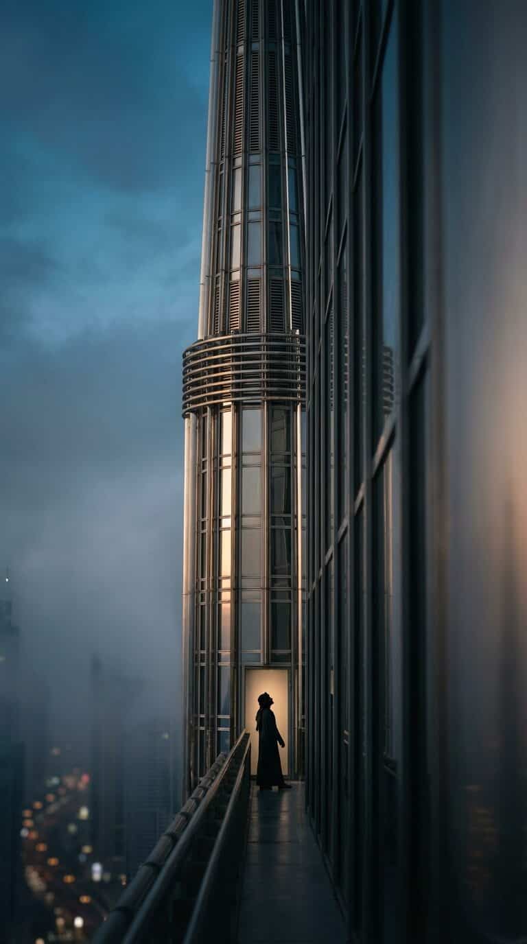 High-Rise Balcony View of the Burj Khalifa