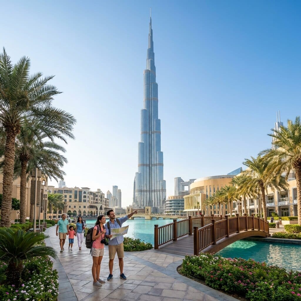 Tourists Viewing the Burj Khalifa in Dubai