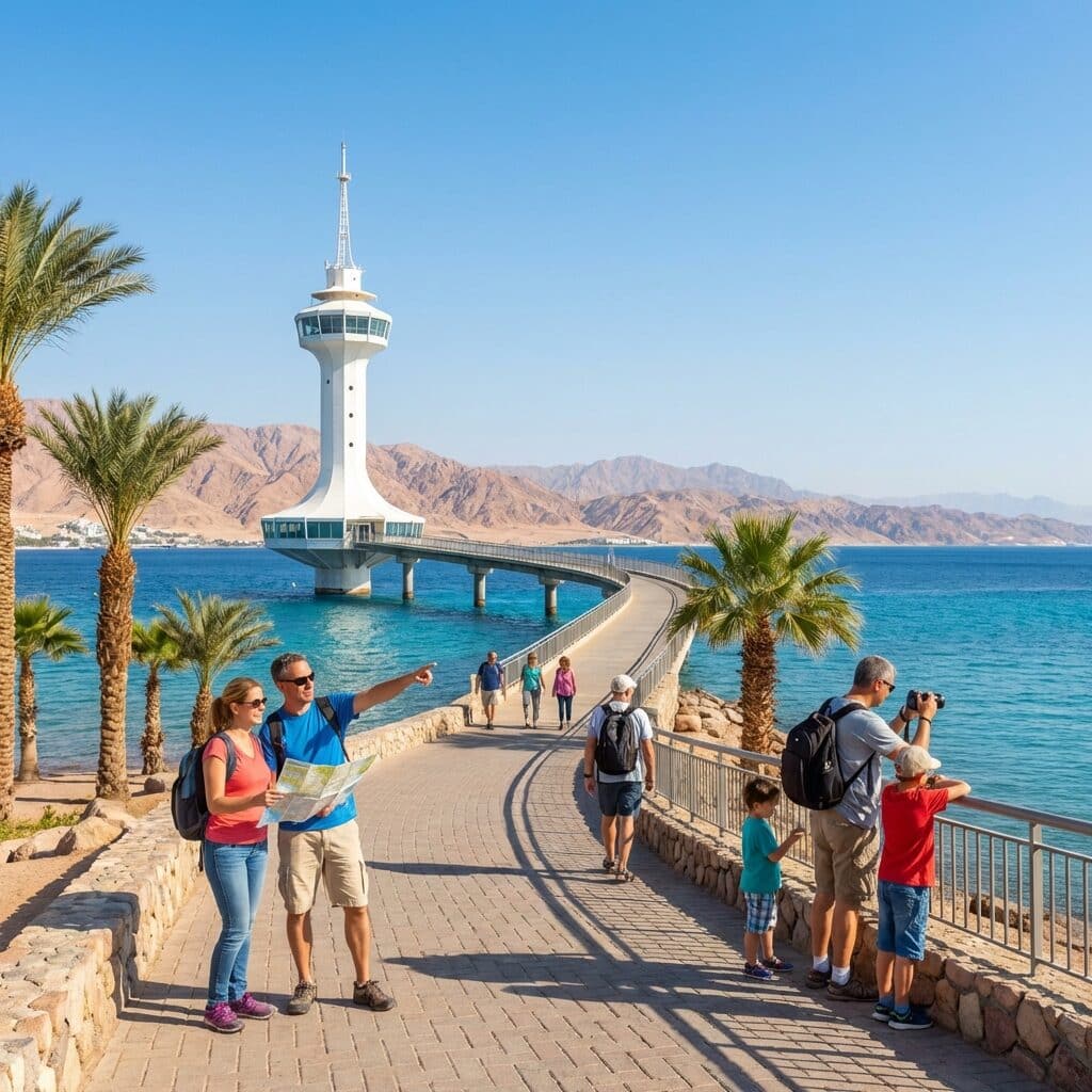 Tourists at the Coral World Observatory in Eilat