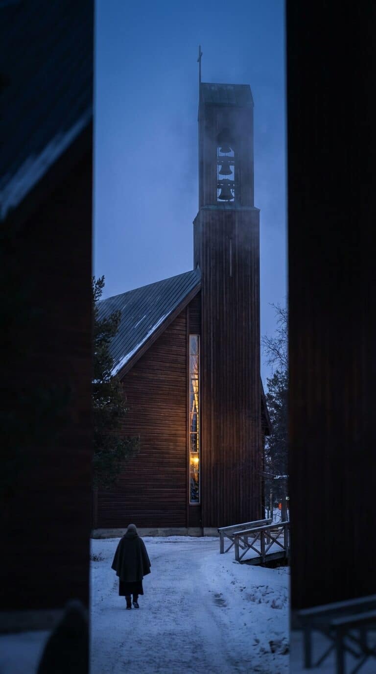 Ivalo Church in Winter at Twilight