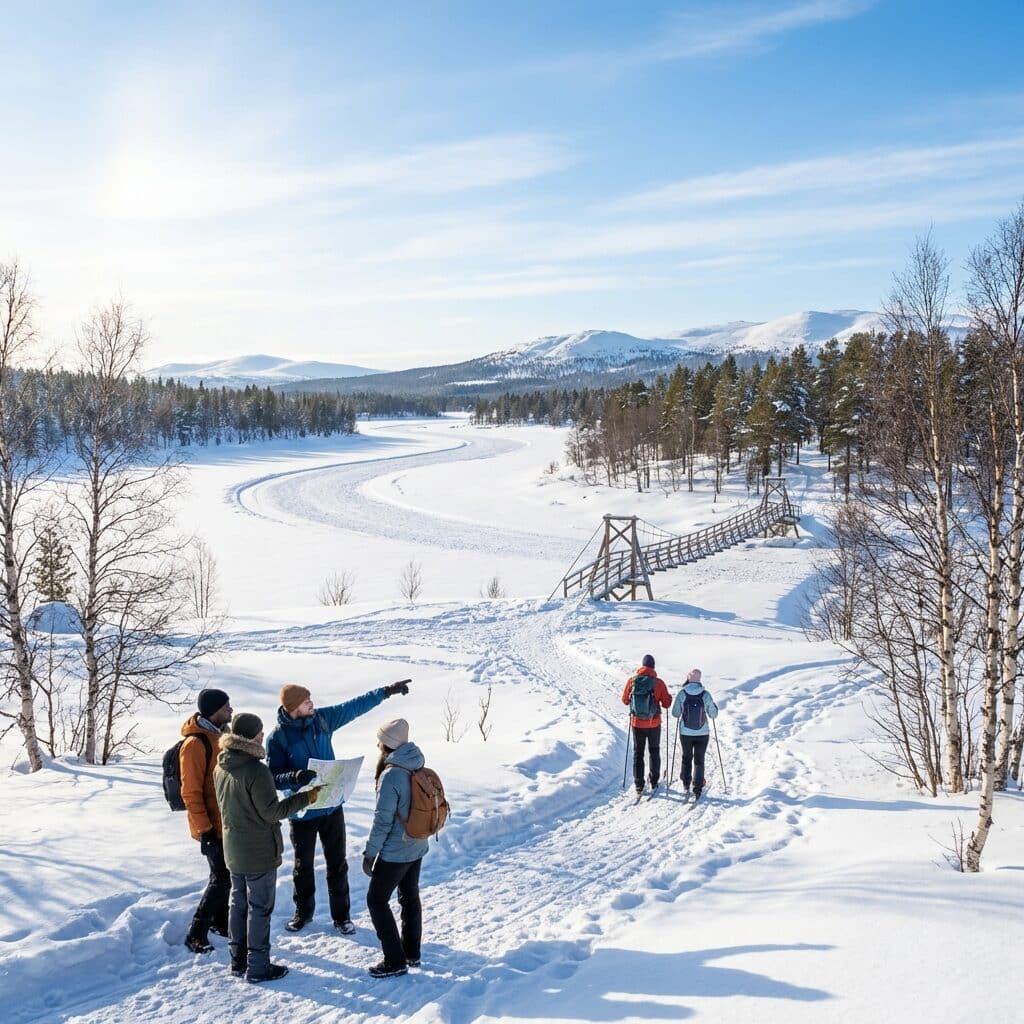 Winter Activities in a Snowy Ivalo Landscape