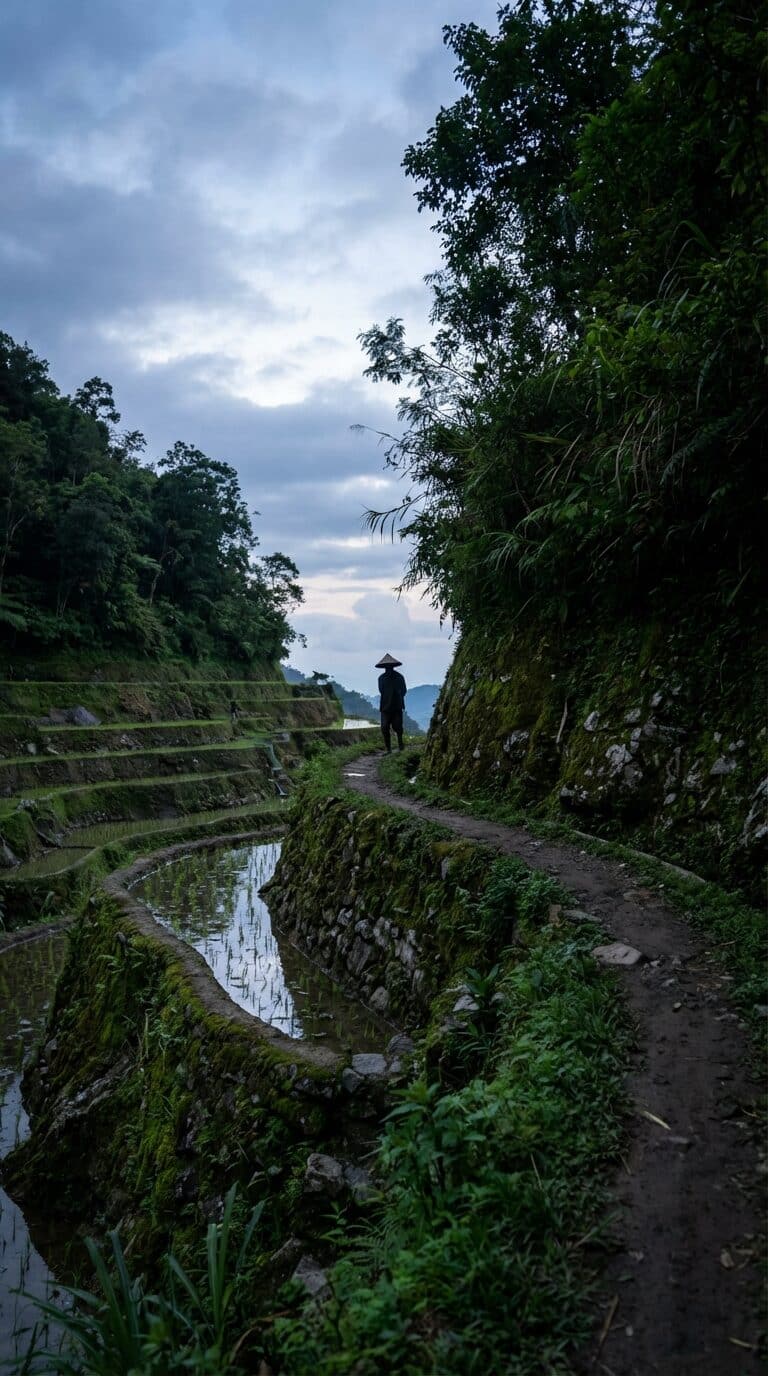 Rice Terraces in the Philippines at Dusk