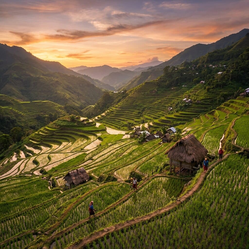Philippine Rice Terraces at Sunset