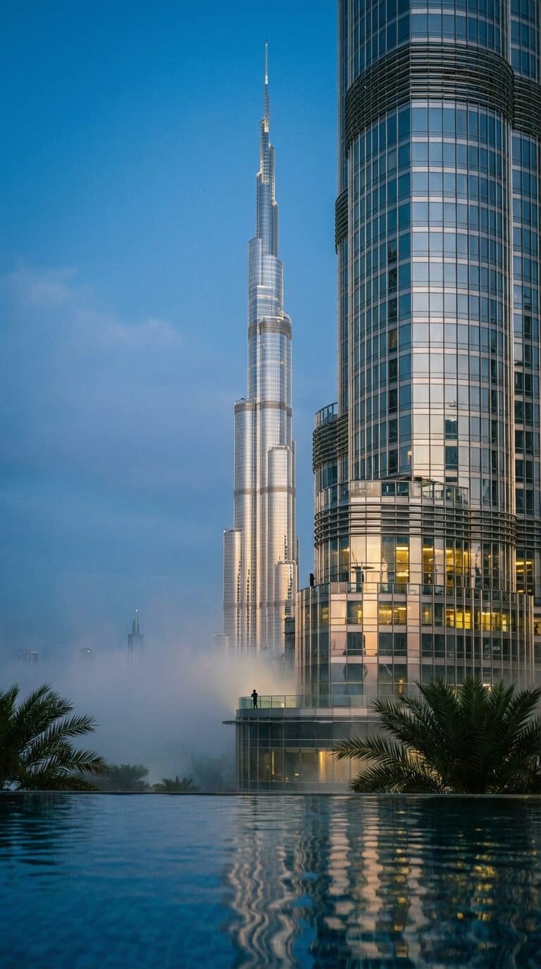 Burj Khalifa Rising Through the Fog in Dubai