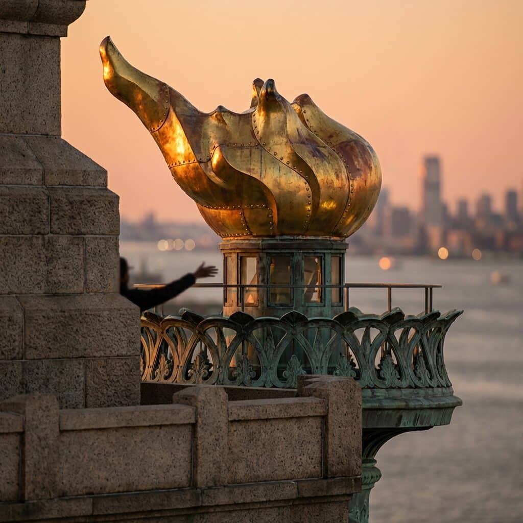 Statue of Liberty Torch at Sunset