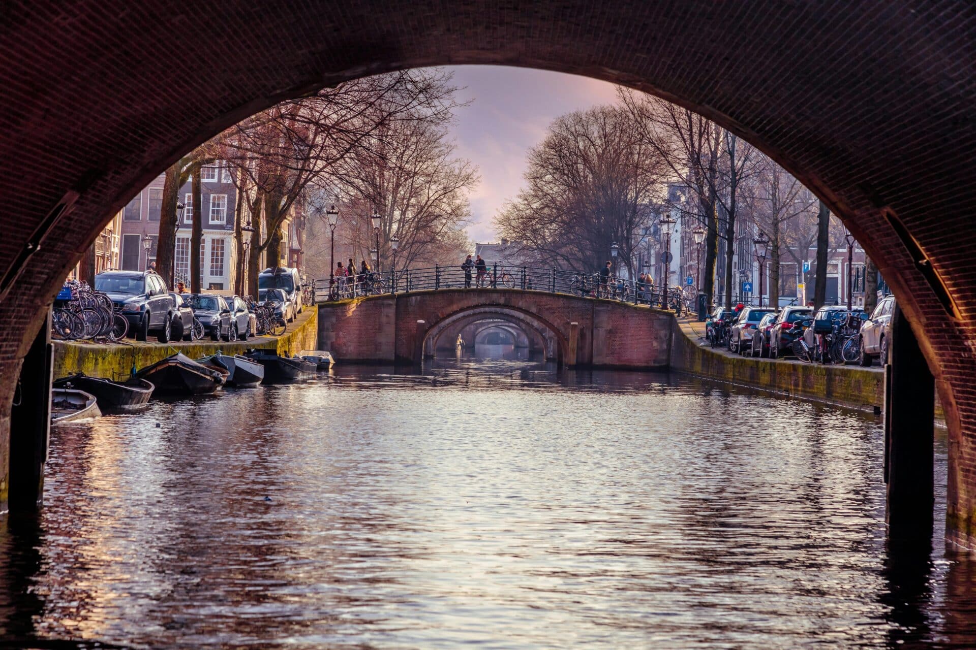 Reguliersgracht Canal Bridge View in Amsterdam
