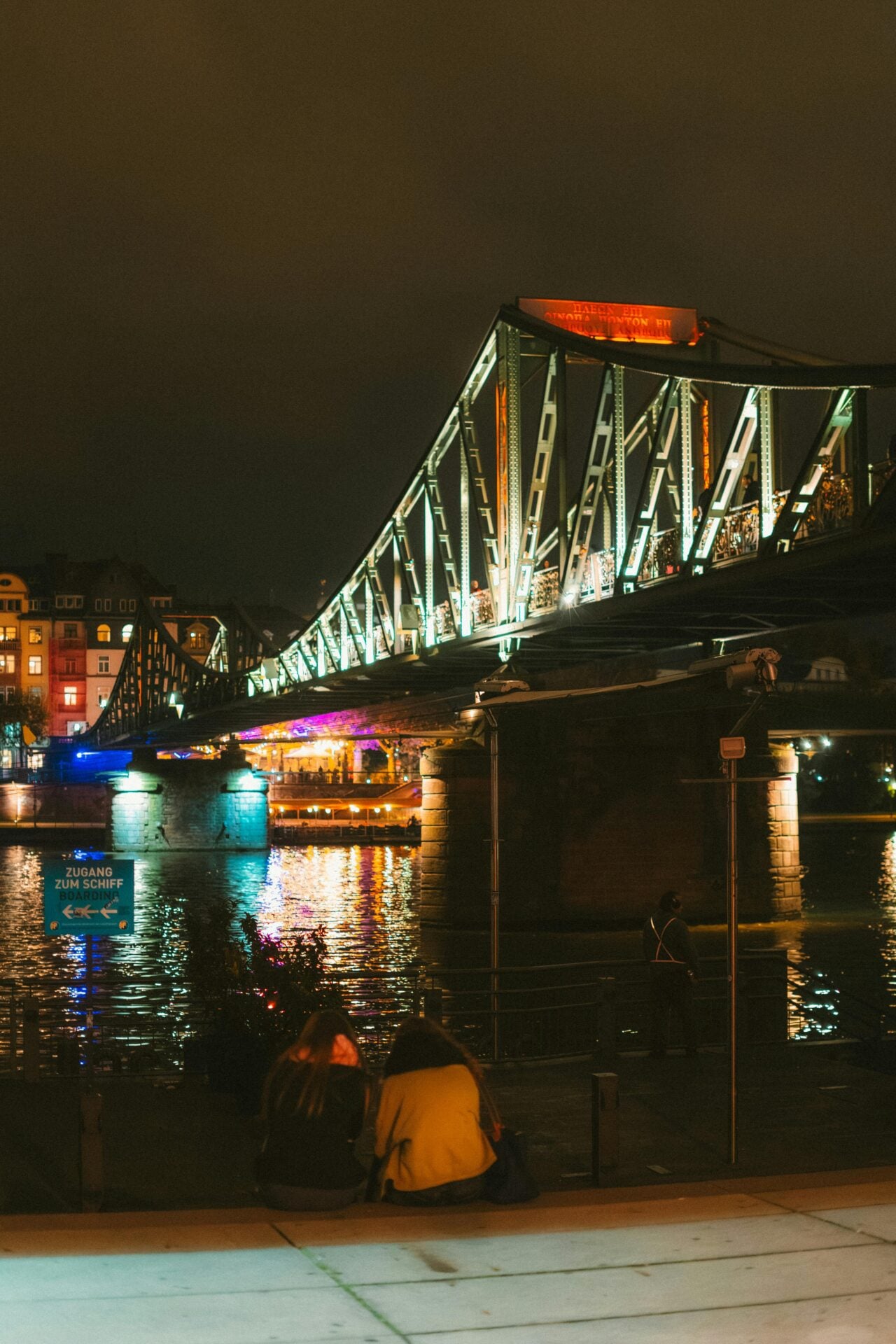 Eiserner Steg Bridge at Night in Frankfurt