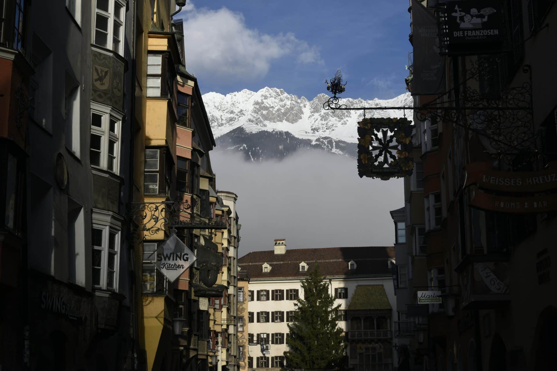 View of the Nordkette Mountains from Innsbruck's Old Town
