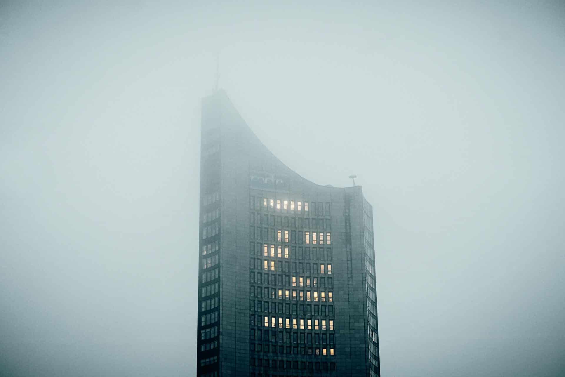 City-Hochhaus Leipzig in the Fog