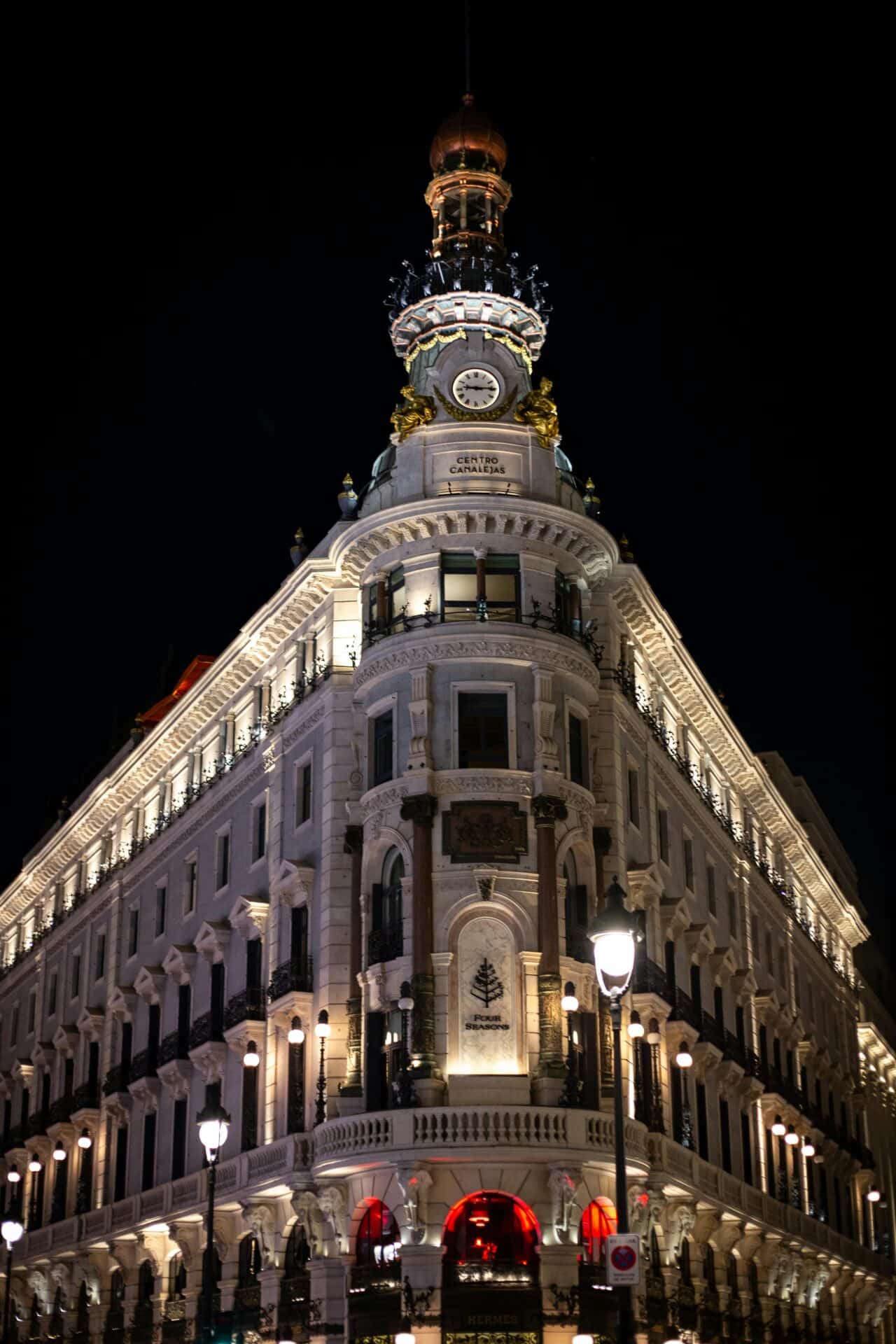 Centro Canalejas Building at Night in Madrid
