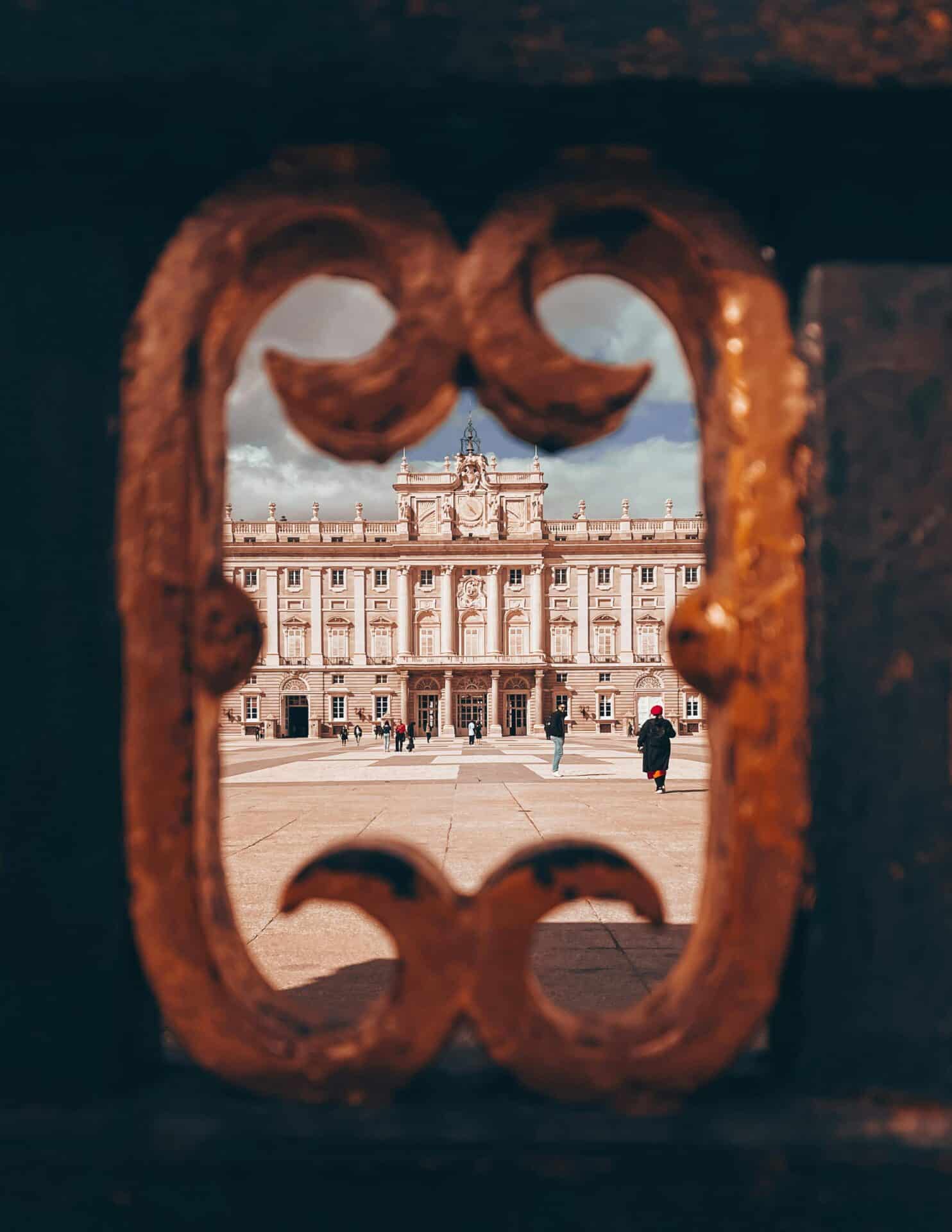 Royal Palace of Madrid Framed by a Gate