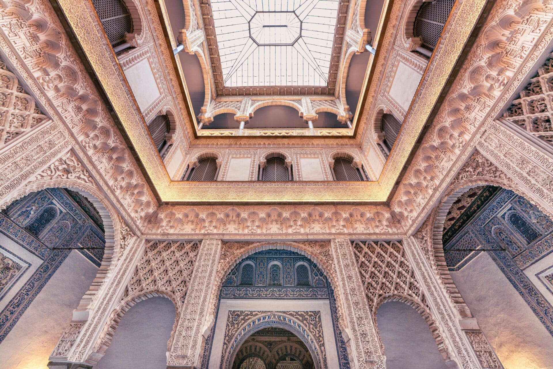 Ornate Courtyard in the Alcázar of Seville