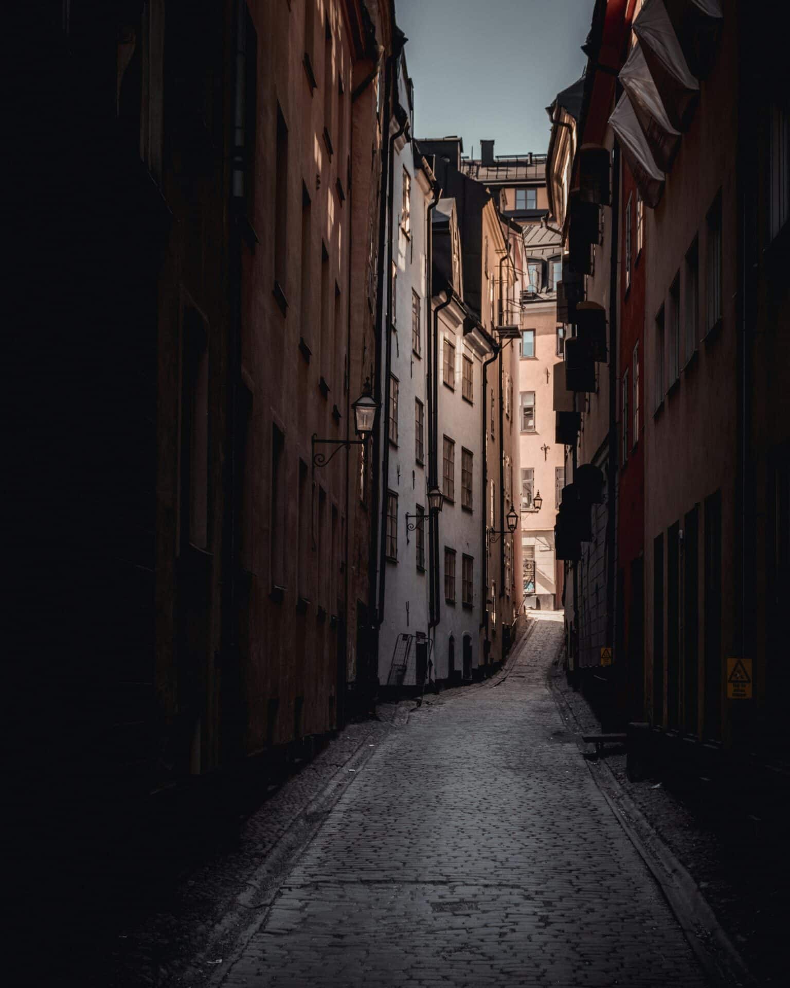 A Historic Cobblestone Alley in Gamla Stan, Stockholm
